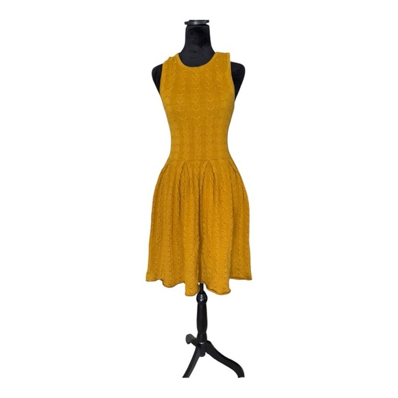 Anthropologie Dresses & Skirts - Anthropologie Far Away From Close Wool Sweater Dress Mustard  pleated size M